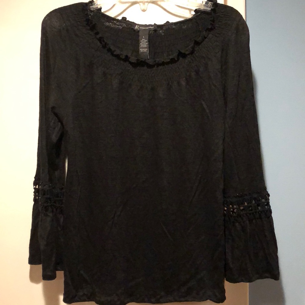 INC linen 3/4 bell sleeve shoulder top